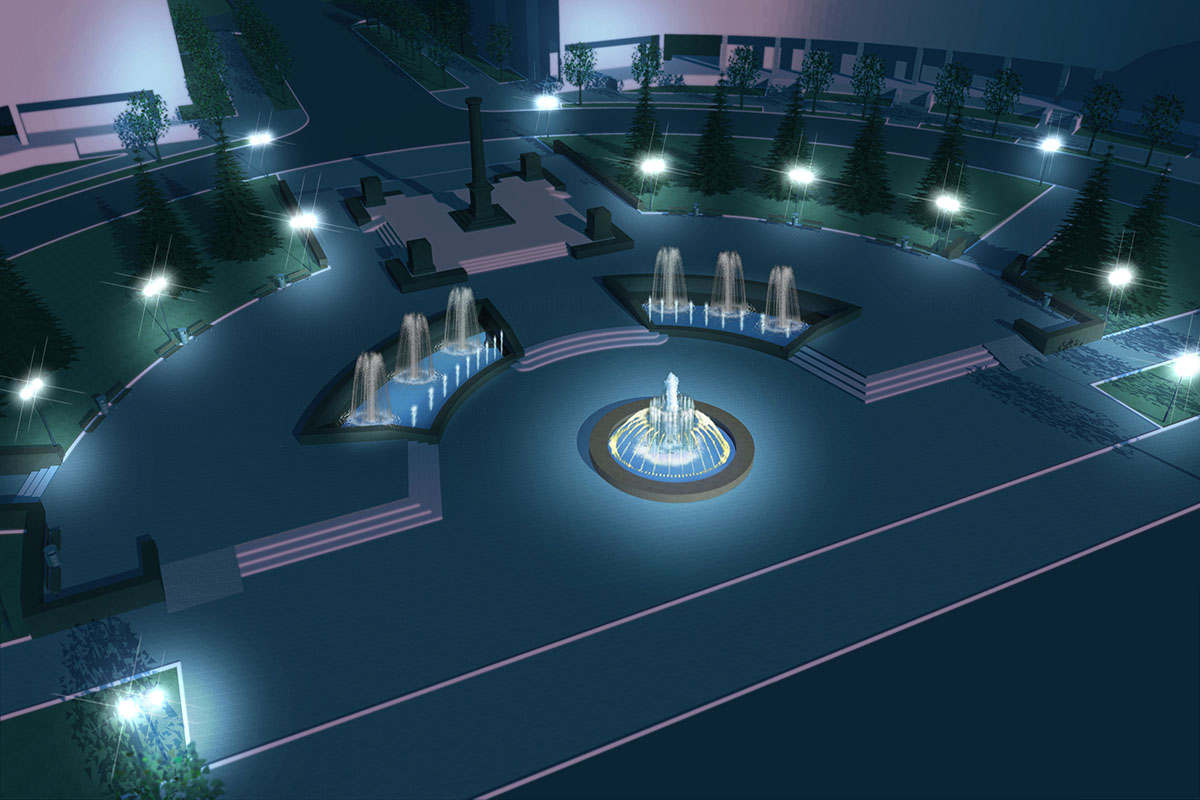Эскиз свето-динамического фонтана в Твери